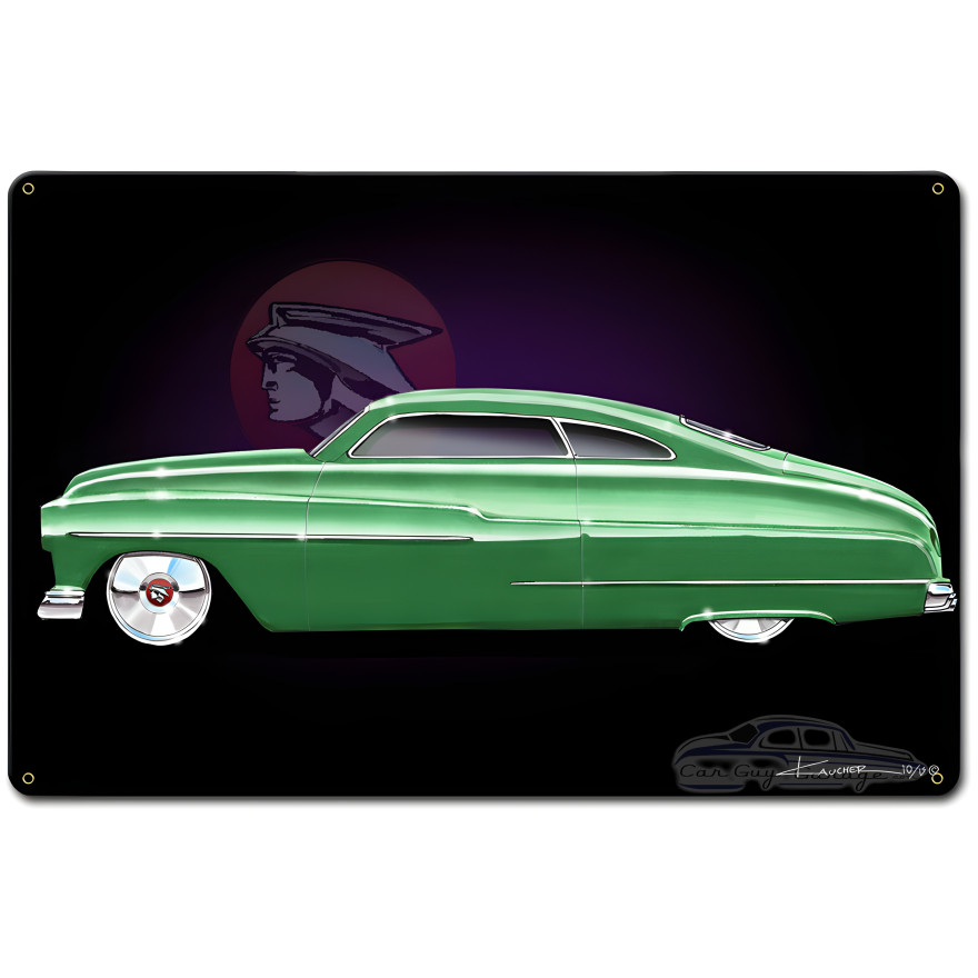 Green Mercury Side Metal Sign - 18" x 12"