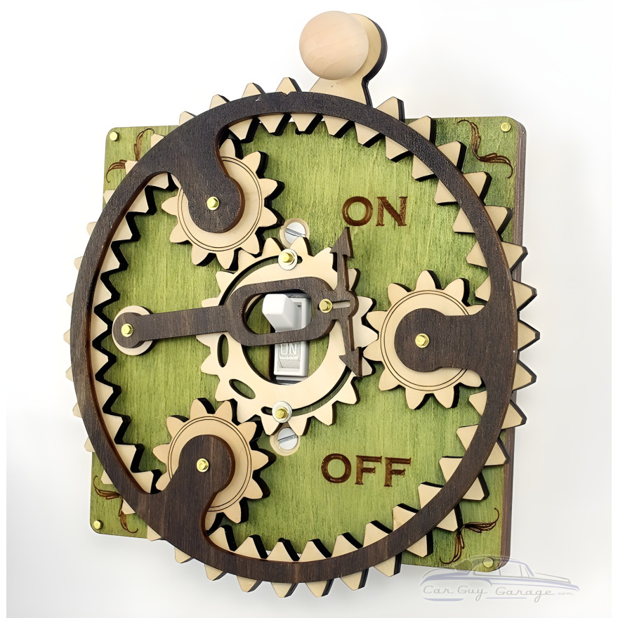 Green Wood Planetary Gear Kinetic Single Toggle Light Switch Cover