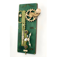 Green Wooden Gear-Driven Rack-and-Pinion Toggle Light Switch Plate