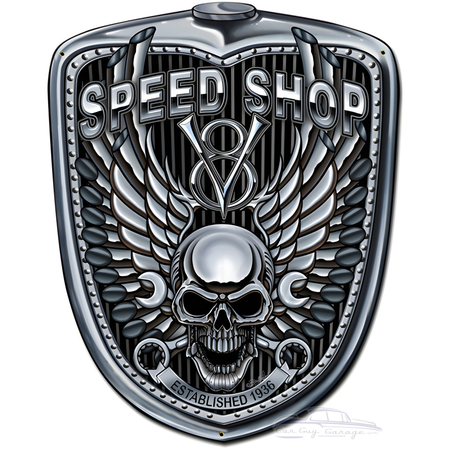 Grill Pipe Skull Metal Sign - 24" x 30"