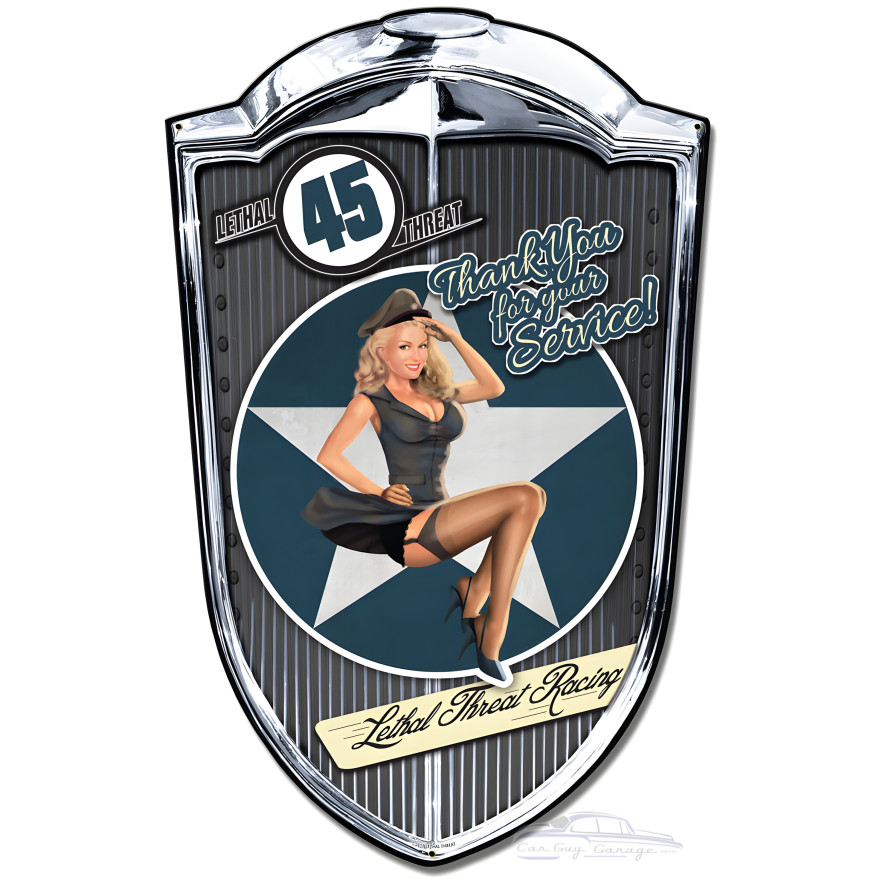 Grill Sign Bomber Babe Metal Sign - 24" x 36" Custom Shape