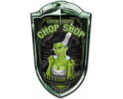 Grill Sign Chop Shop Babe Metal Sign - 24" x 36" Custom Shape