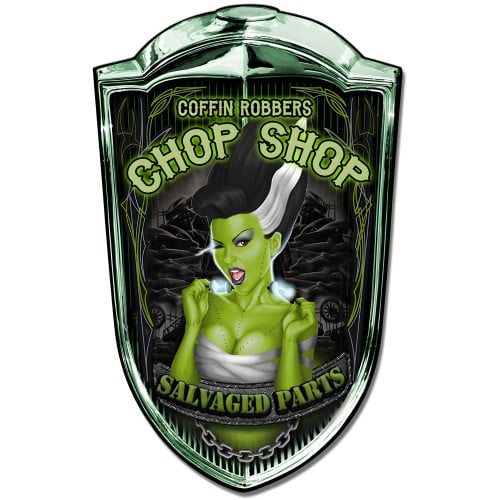 Grill Sign Chop Shop Babe Metal Sign - 24" x 36" Custom Shape