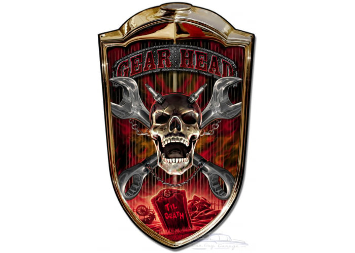 Grill Sign Gear Head Metal Sign - 24" x 36" Custom Shape