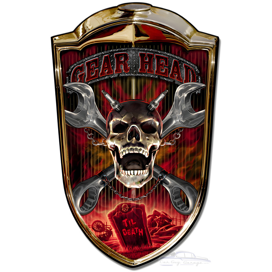Grill Sign Gear Head Metal Sign - 24" x 36" Custom Shape
