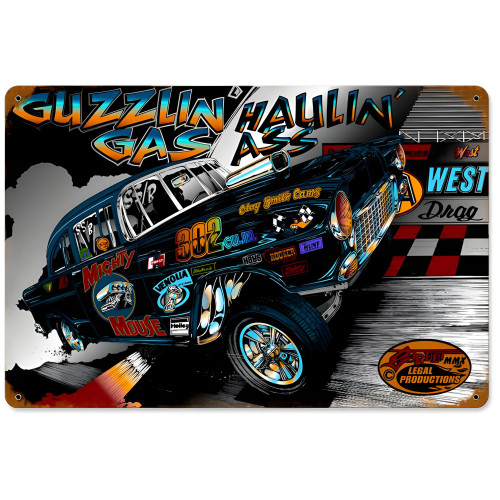 Guzzlin Gas Metal Sign - 18" x 12"
