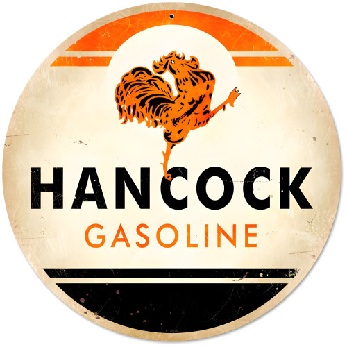 Hancock Gasoline Metal Sign - 14" Round