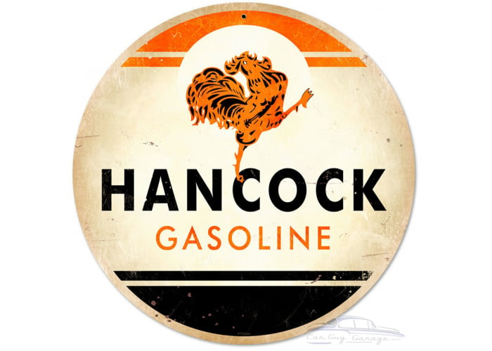 Hancock Gasoline Metal Sign - 14" Round