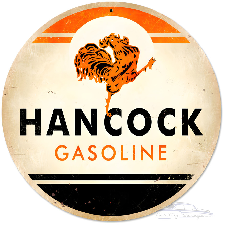 Hancock Gasoline Metal Sign - 14" Round