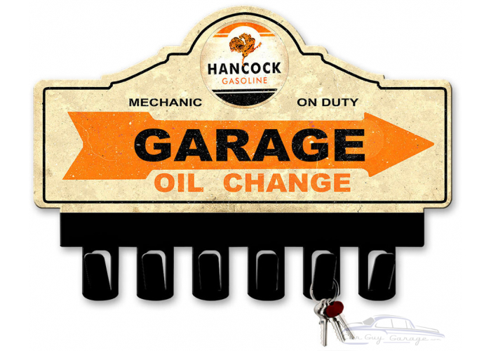 Hancock Gasoline Key Hanger Metal Sign - 14" x 10"