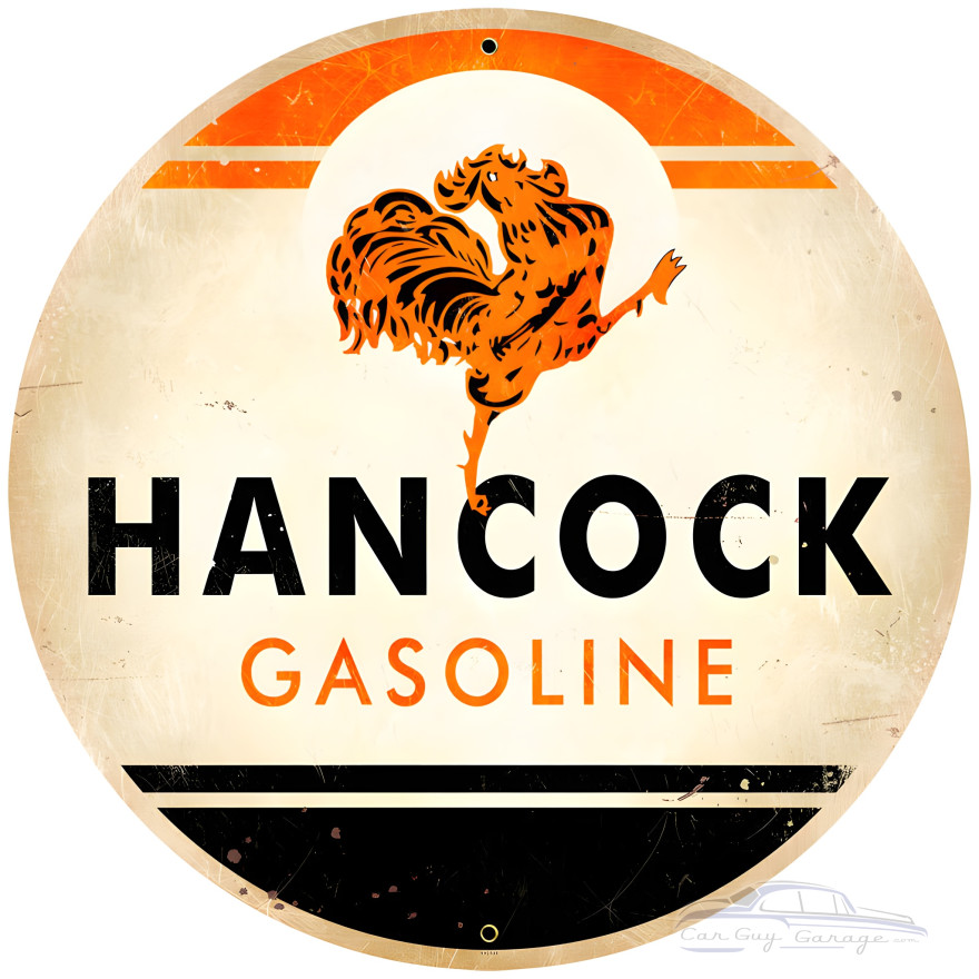 Hancock Gasoline Metal Sign - 28" Round