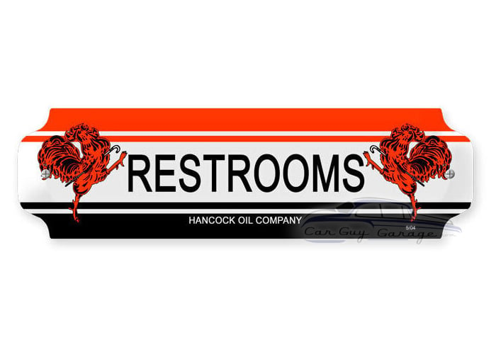 Hancock Restrooms Metal Sign