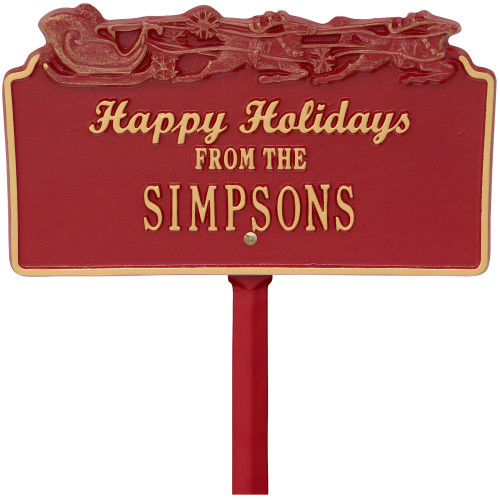Happy Holidays Personalized Lawn Stake with Santa's Sleigh