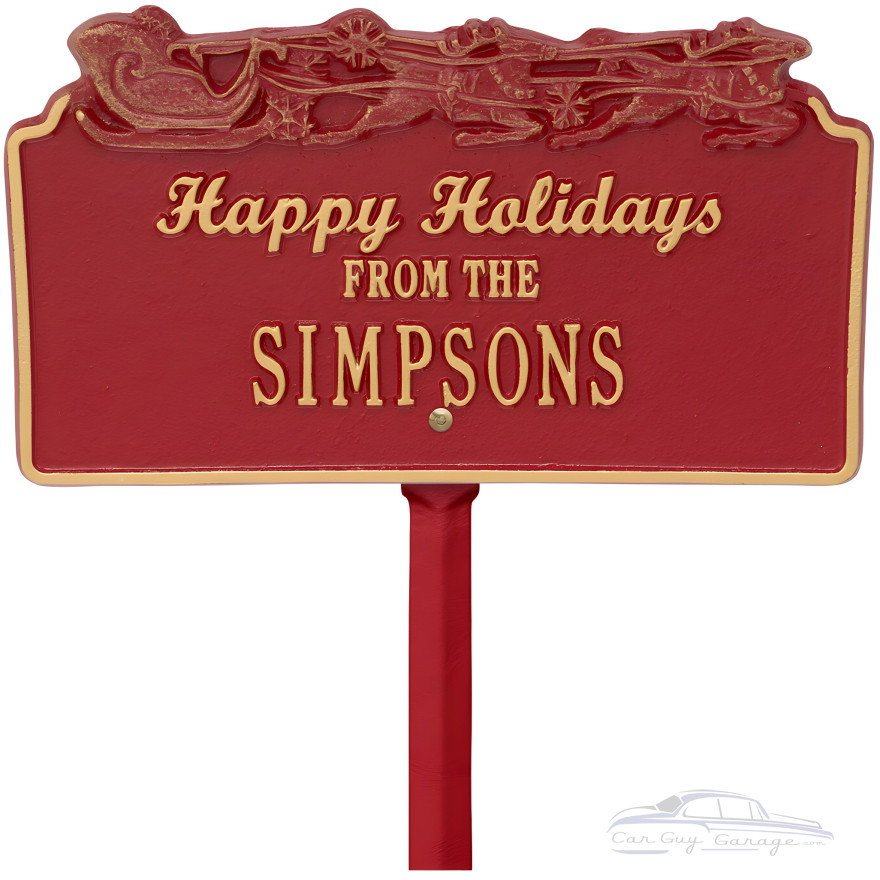 Happy Holidays Personalized Lawn Stake with Santa's Sleigh Happy Holidays Personalized Lawn Stake with Santa's Sleigh
