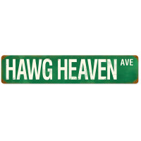 Hawg Heaven Ave Metal Sign - 6" x 28"