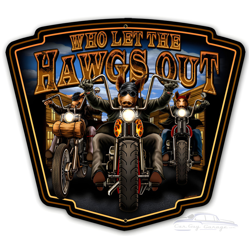 Hawgs Out Metal Sign - 15" x 15"