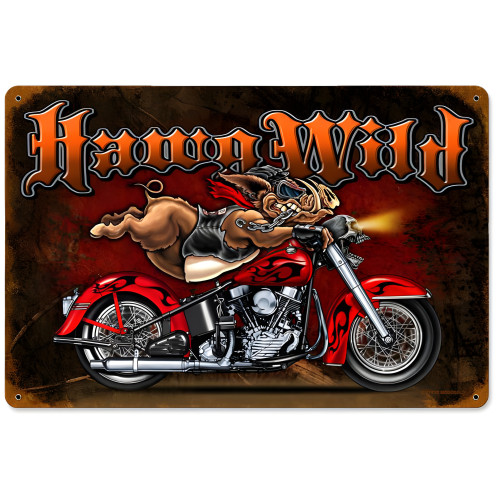 Hawg Wild Metal Sign - 12" x 18"