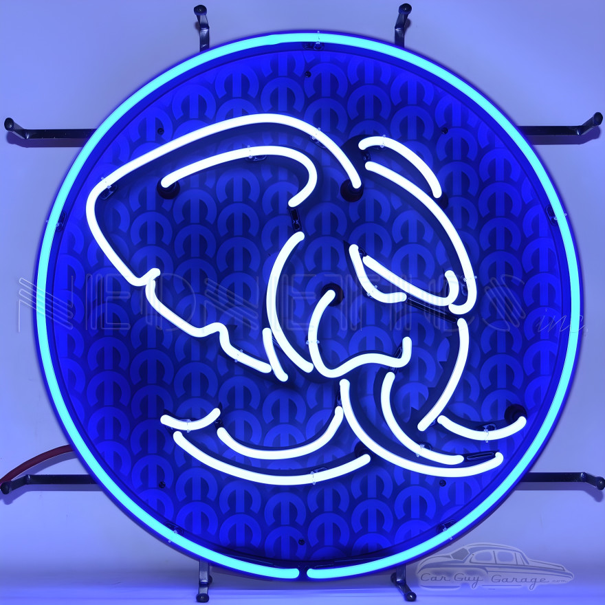 Mopar Hellephant Blue Neon Sign - 24" Round