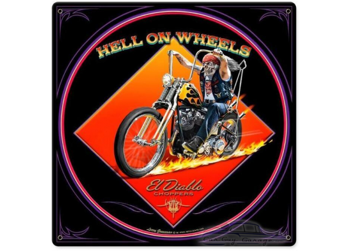 Hell on Wheels Metal Sign - 12" x 12"