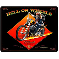 Hell on Wheels Metal Sign - 15" x 12"