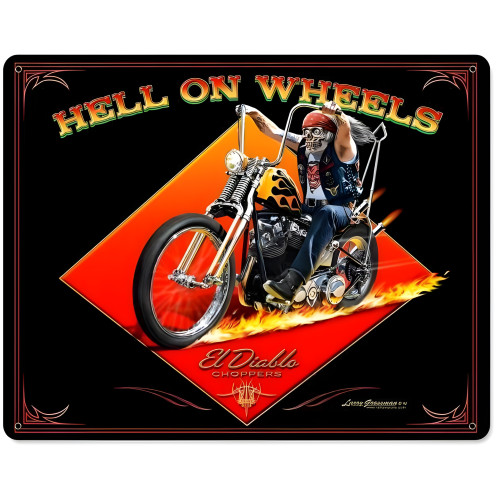 Hell on Wheels Metal Sign - 15" x 12"