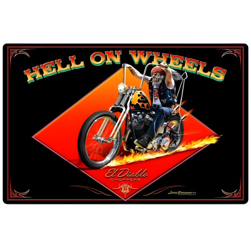 Hell on Wheels Metal Sign - 18" x 12"