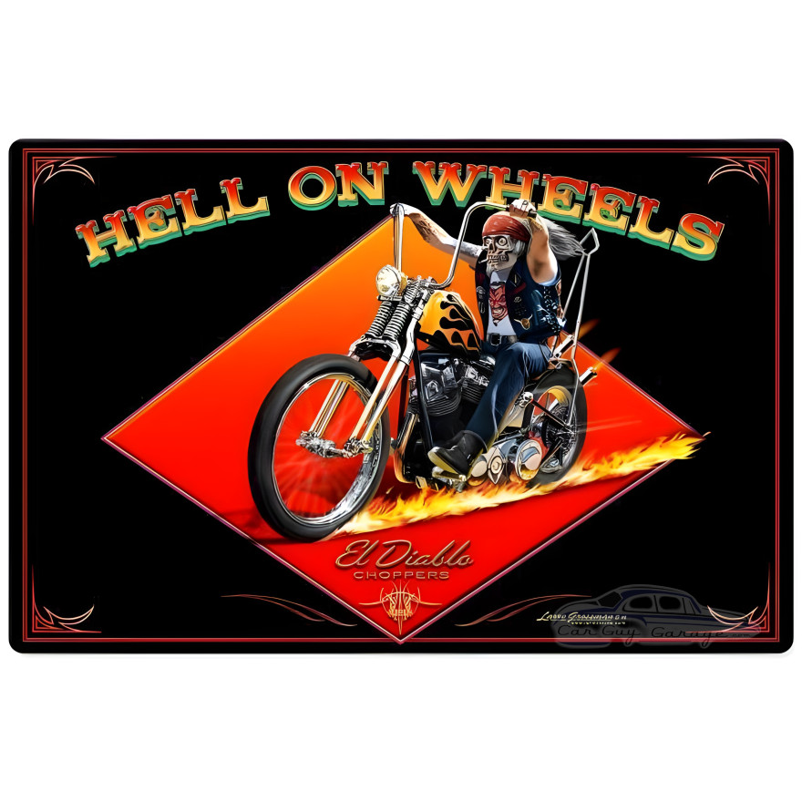 Hell on Wheels Metal Sign - 18" x 12"