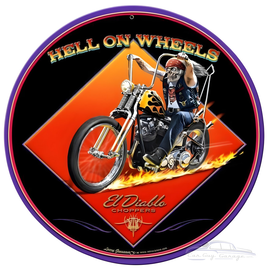 Hell on Wheels Metal Sign - 28" Round