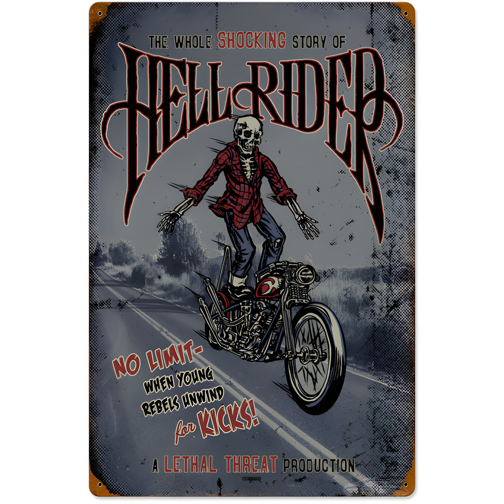 Hell Rider Metal Sign - 16