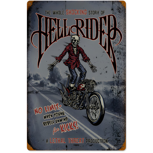 Hell Rider Metal Sign - 16" x 24"