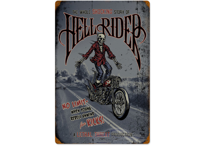 Hell Rider Metal Sign - 16" x 24"