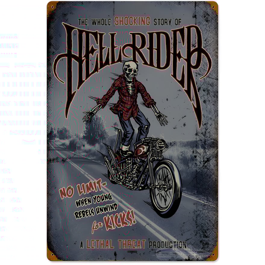 Hell Rider Metal Sign - 16" x 24"