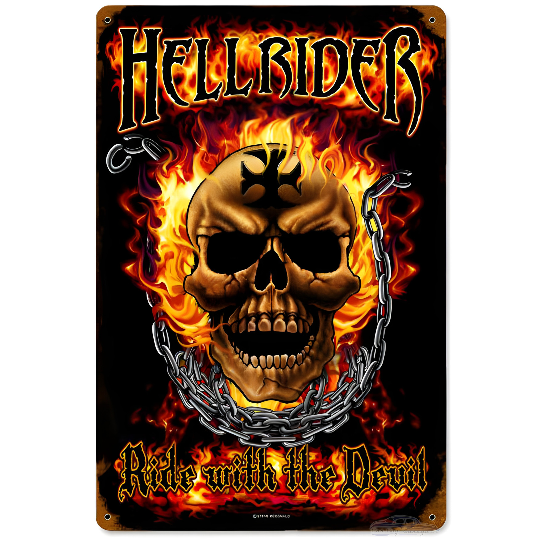Hellrider Metal Sign - Vintage Decor for Garage or Man Cave