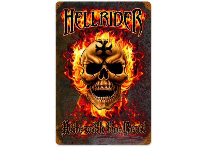 Hell Rider Metal Sign - 12" x 18"