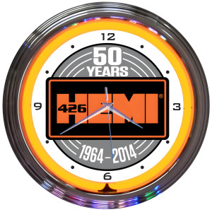 Mopar 426 HEMI 50th Anniversary 15 Inch Neon Wall Clock