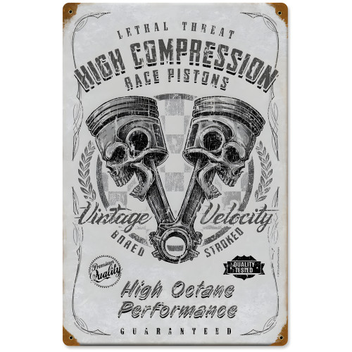 High Compression Pistons Metal Sign - 12" x 18"