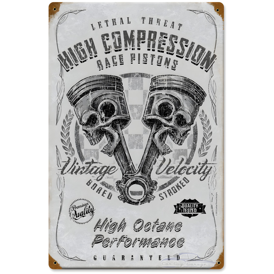 High Compression Pistons Metal Sign - 12" x 18"