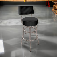 High Grade Black Padded Shop Stool with Backrest
