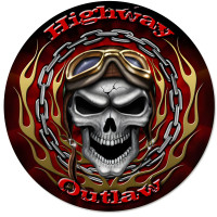 Highway Outlaw Metal Sign - 14" Round