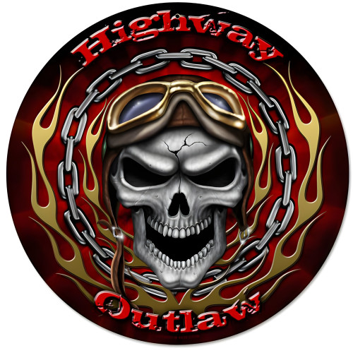 Highway Outlaw Metal Sign - 14" Round