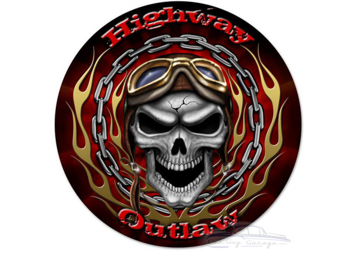 Highway Outlaw Metal Sign - 14" Round