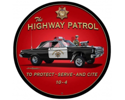 Highway Patrol Metal Sign - 28" Round