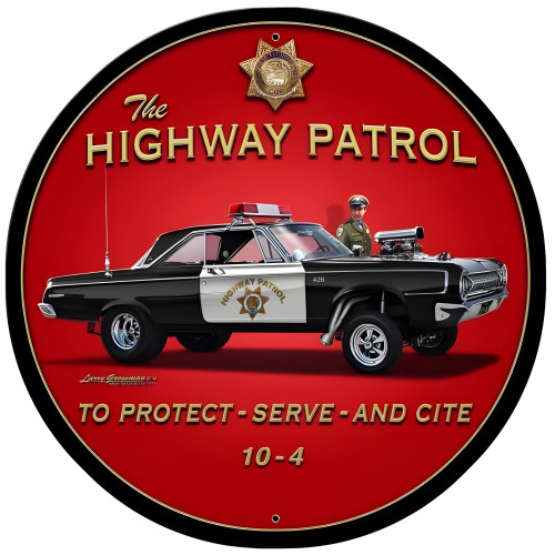 Highway Patrol Metal Sign - 28" Round