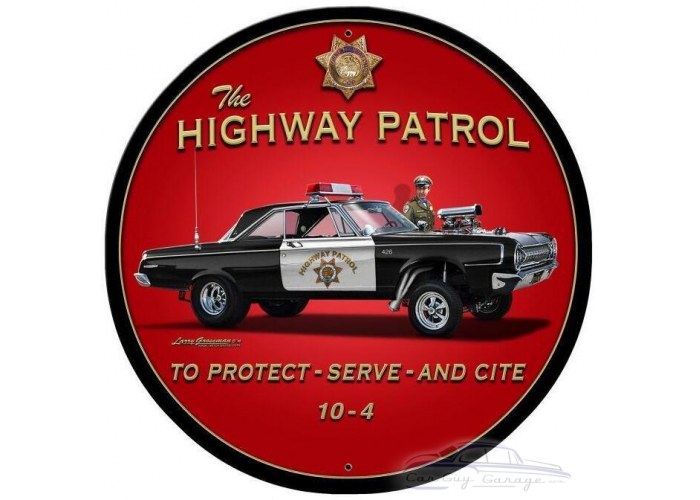 Highway Patrol Metal Sign - 28" Round