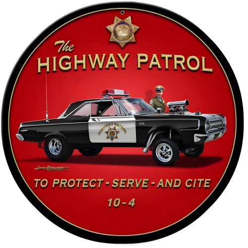 Highway Patrol Metal Sign - 14" Round