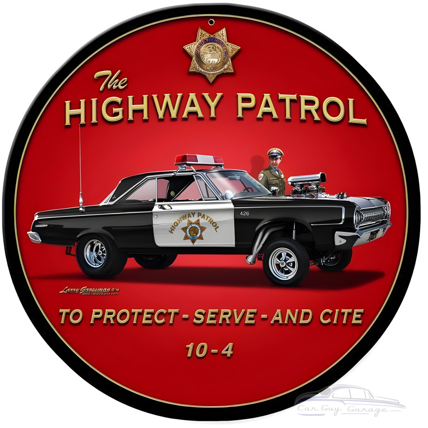 Highway Patrol Metal Sign - 14" Round