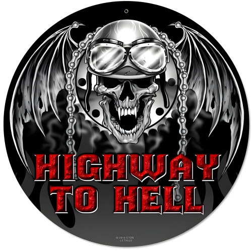 Highway to Hell Metal Sign - 14" Round