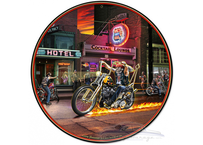 Highway to Hell Metal Sign - 14" Round