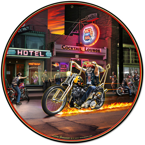 Highway to Hell Metal Sign - 14" Round