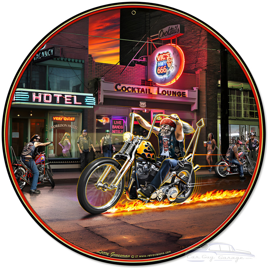 Highway to Hell Metal Sign - 14" Round